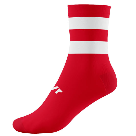 Mc Keever Pro Mid Hooped Socks - Youth - Red/White