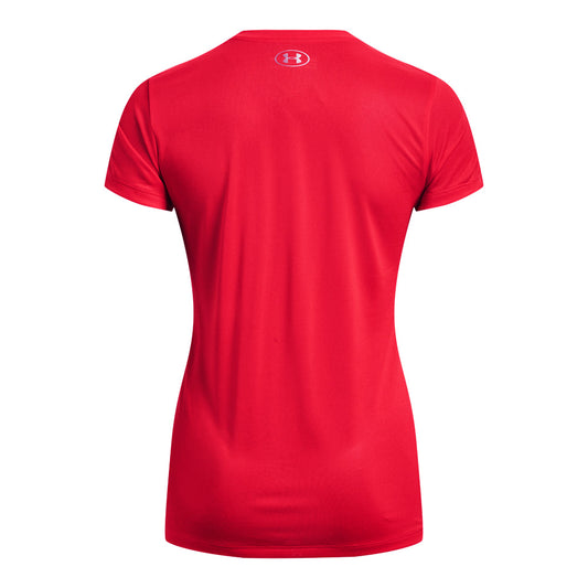 Under Armour Tech V-Neck Training Tee - Womens - Radio Red/Mettalic Silver
