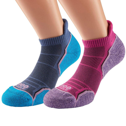0 Mile Twin Pack Run Socklet - Womens - Pink/Lavander
