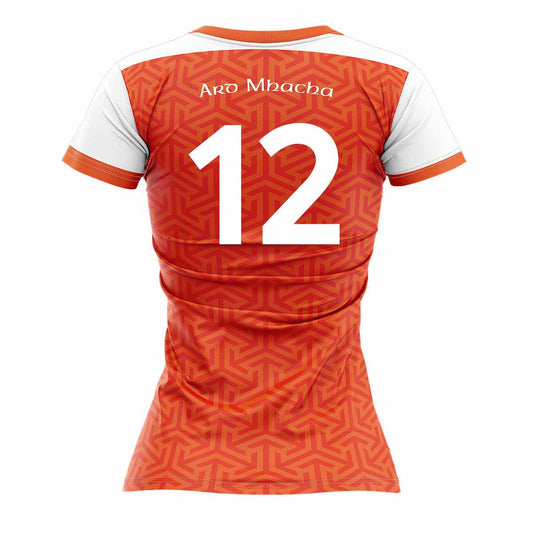 Mc Keever Armagh Camogie Official Numbered Home Jersey - Womens - Orange/White