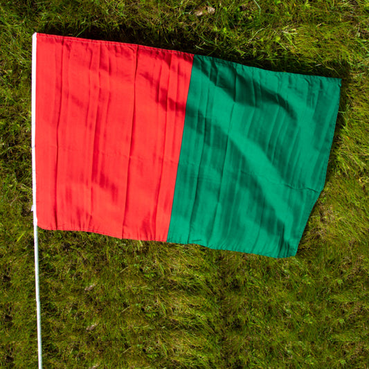 Mc Keever Sports Red/Green Half and Half Flag