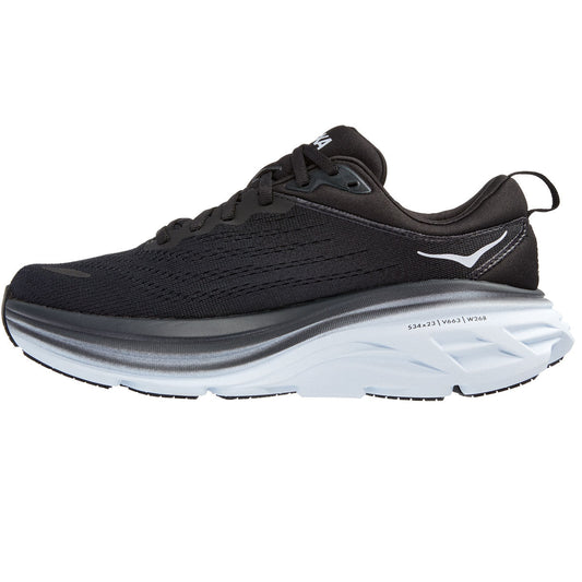 Hoka Bondi 8 Wide Running Shoes - Womens - Black/White