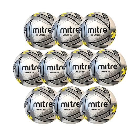 Mitre Lite 320gms Football - Size 5 - White/Silver/Yellow (Pack of 10)