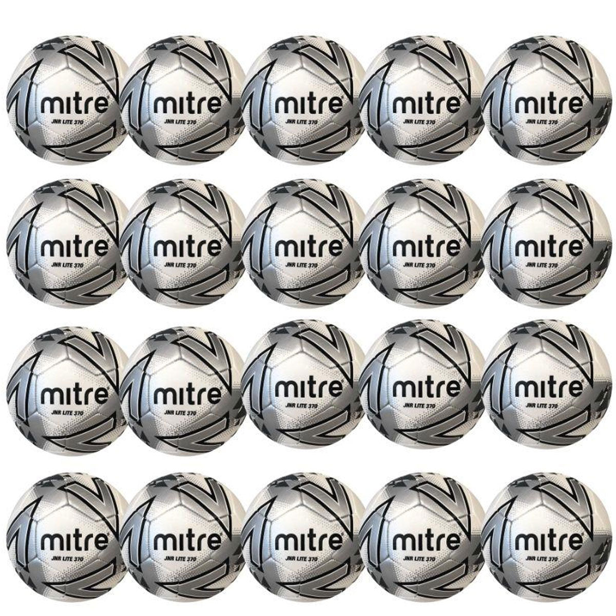 Mitre Lite 370gms Football - Size 5 - White/Silver/Grey (Pack of 20)
