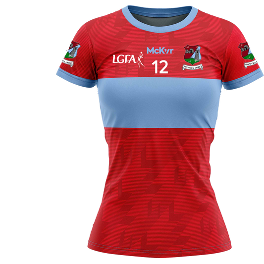 Mc Keever Monivea Abbey LGFA Numbered Playing Jersey - Womens - Red/Sky