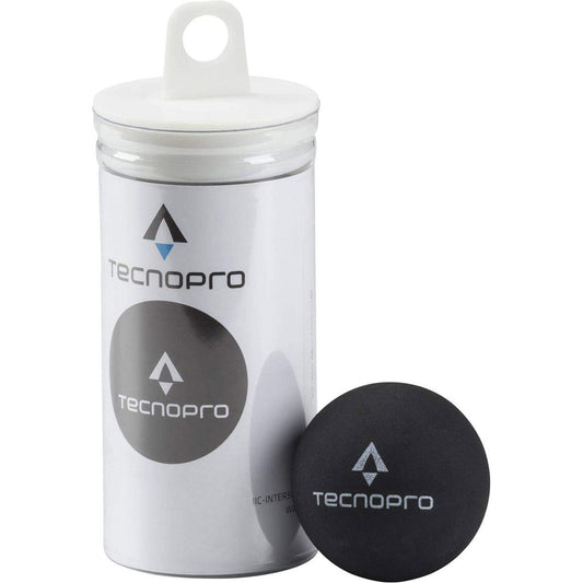 TecnoPro Squash Balls -2 Ball Tube - Black
