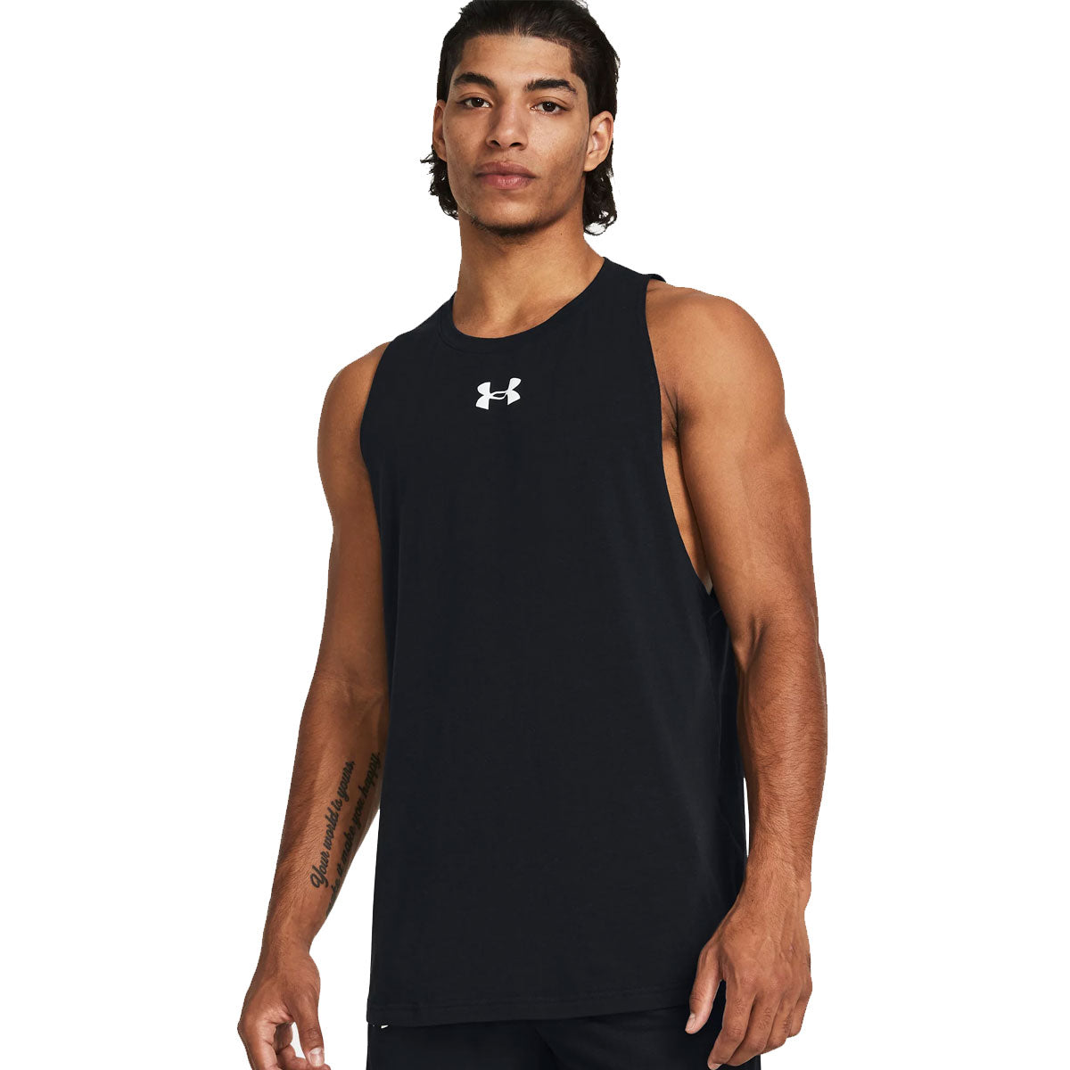 Under Armour Baseline Cotton Tank Top - Mens - Black/White