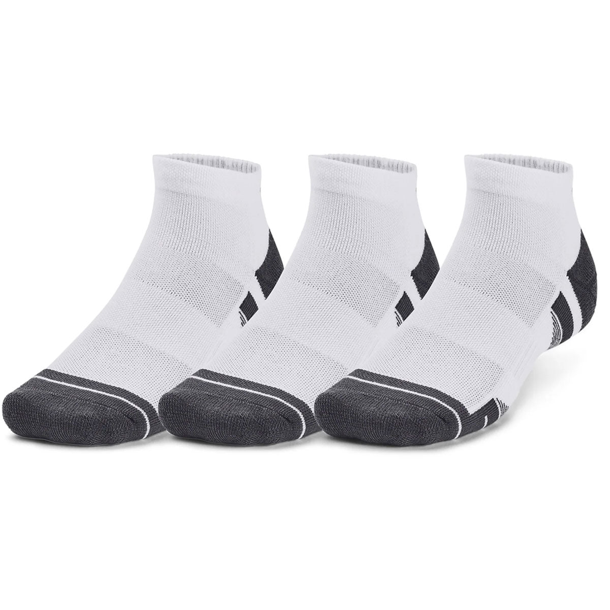 Under Armour Performance Tech 3 Pack Low Cut Socks - Adult - White/Jet Grey