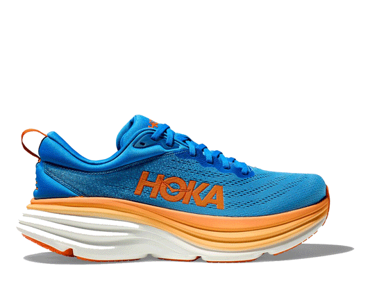 Hoka Bondi 8 Running Shoes - Mens - Coastal Sky/Vibrant Orange