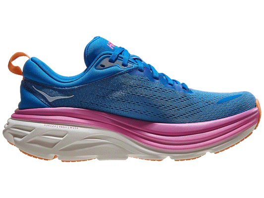 Hoka Bondi 8 Wide Fit Running Shoes - Womens - Coastal Sky/All Aboard