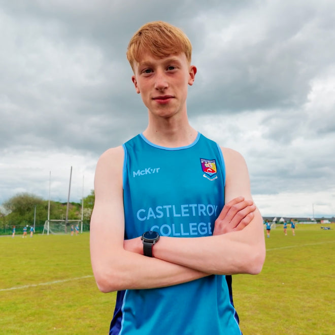 Castletroy College athlete in McKvr kit