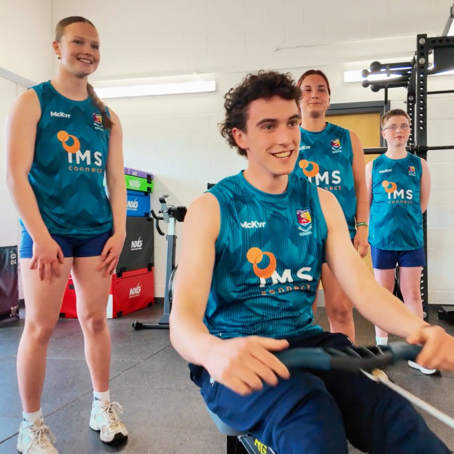 Castletroy College rower in McKvr kit