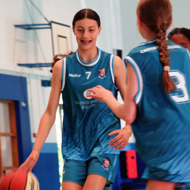 Castletroy College basketball player in McKvr kit