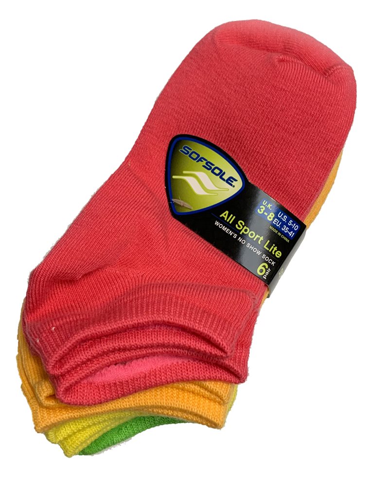 SofSole All Sport Lite No Show Multipack Socks - Womens - Gem Tone