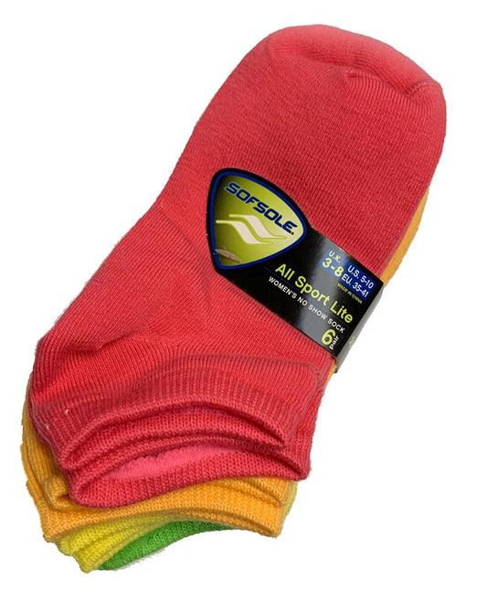 SofSole All Sport Lite No Show Multipack Socks - Womens - Gem Tone