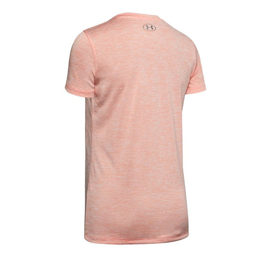 Under Armour Tech Twist V Neck Training Tee - Womens - Peach Frost/Metallic Silver