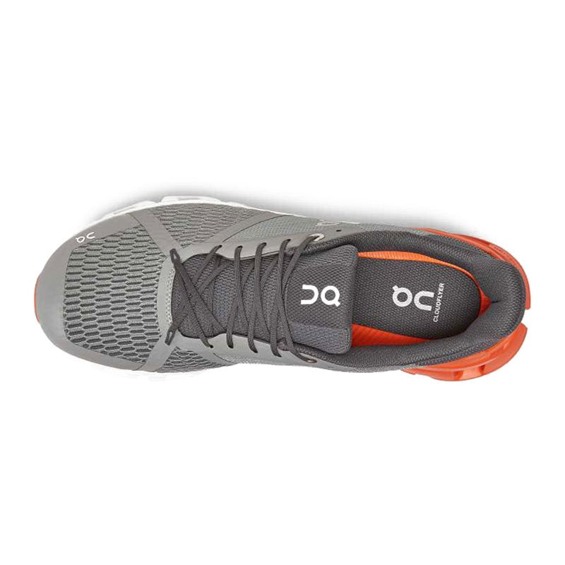 On Cloudflyer Running Shoes - Mens - Grey/Orange