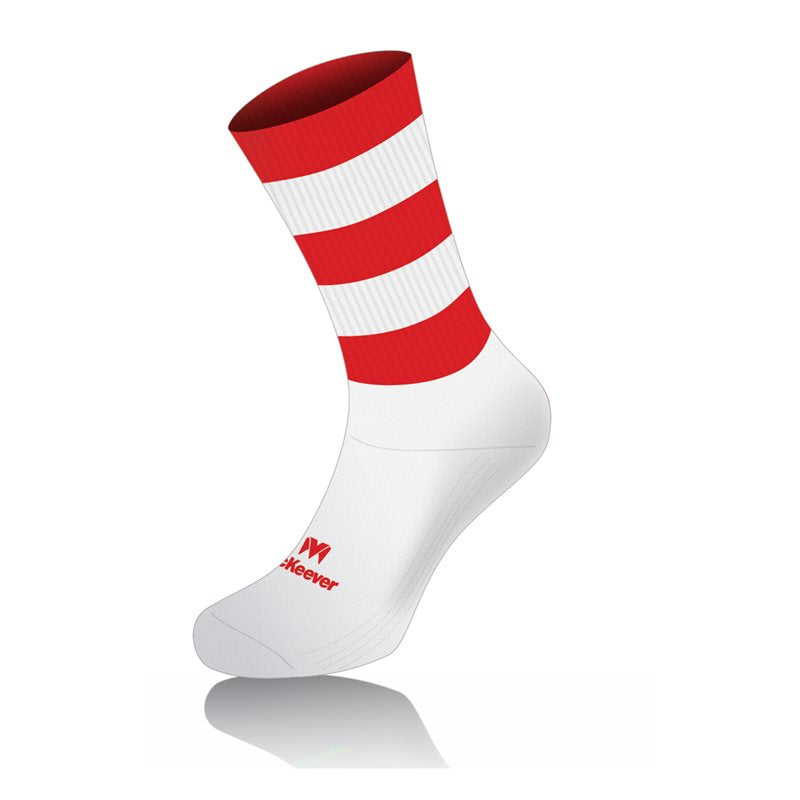 Mc Keever Pro Mid Hooped Socks - Adult - White/Red/White