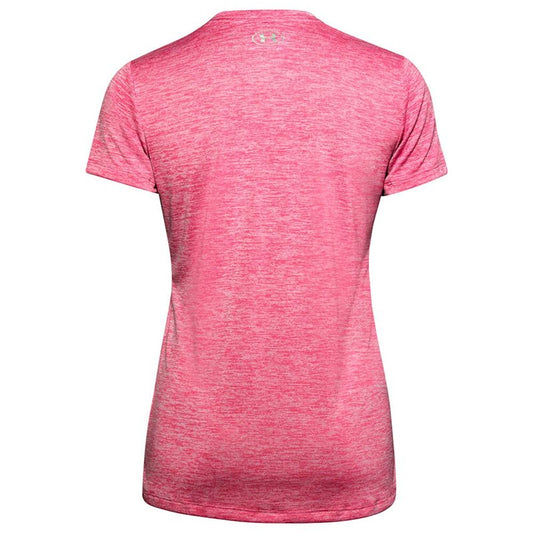 Under Armour Tech Twist V Neck Training Tee - Womens - Cerise/Pink Lemonade/Metallic Silver
