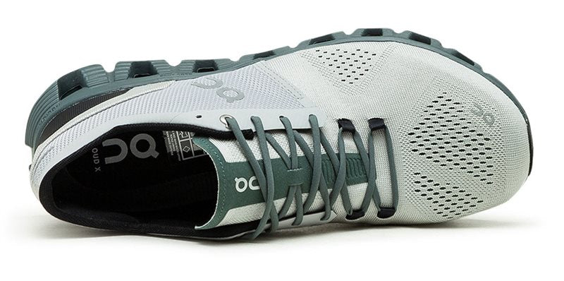 On Cloud X Running Shoes - Mens - Glacier/Olive