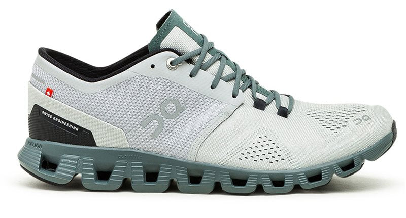 On Cloud X Running Shoes - Mens - Glacier/Olive