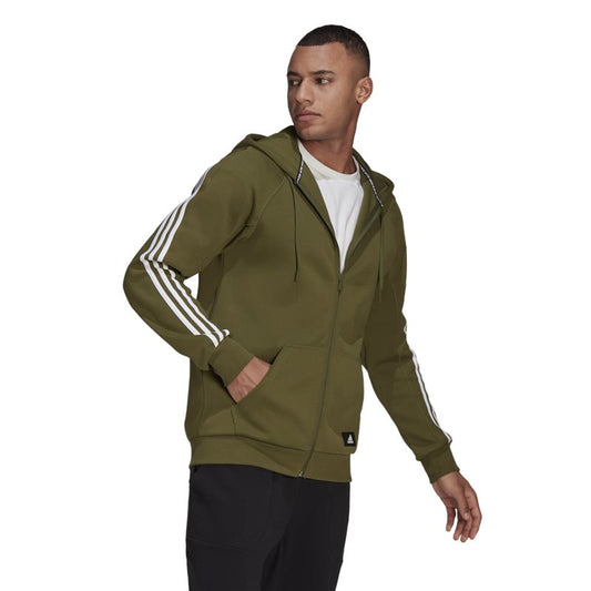 adidas Sportswear 3 Stripes Hooded Track Top - Mens - Wild Pine