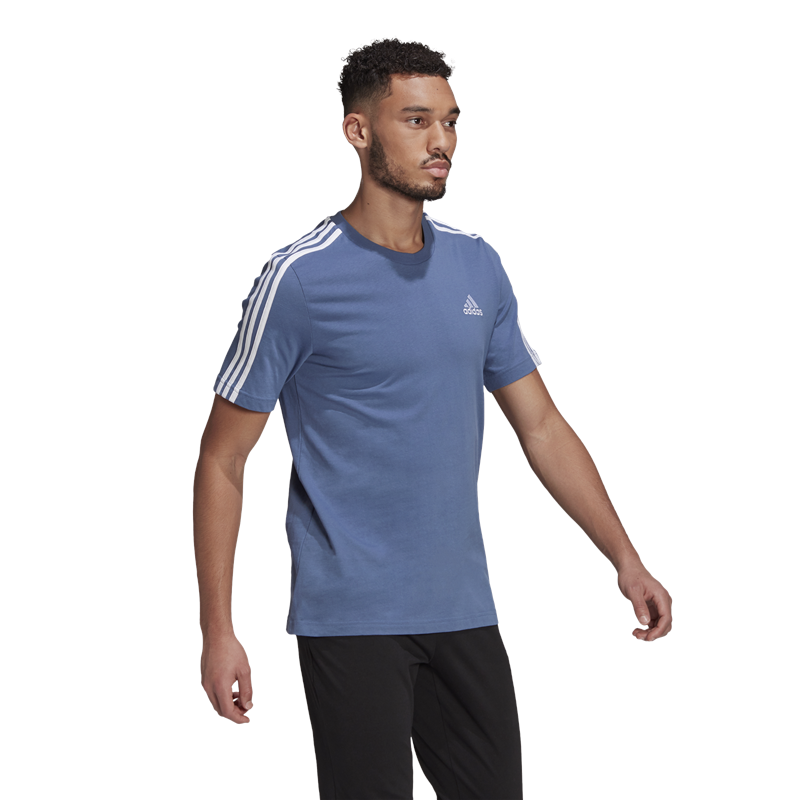 adidas Essentials 3 Stripes Tee - Mens - Crew Blue
