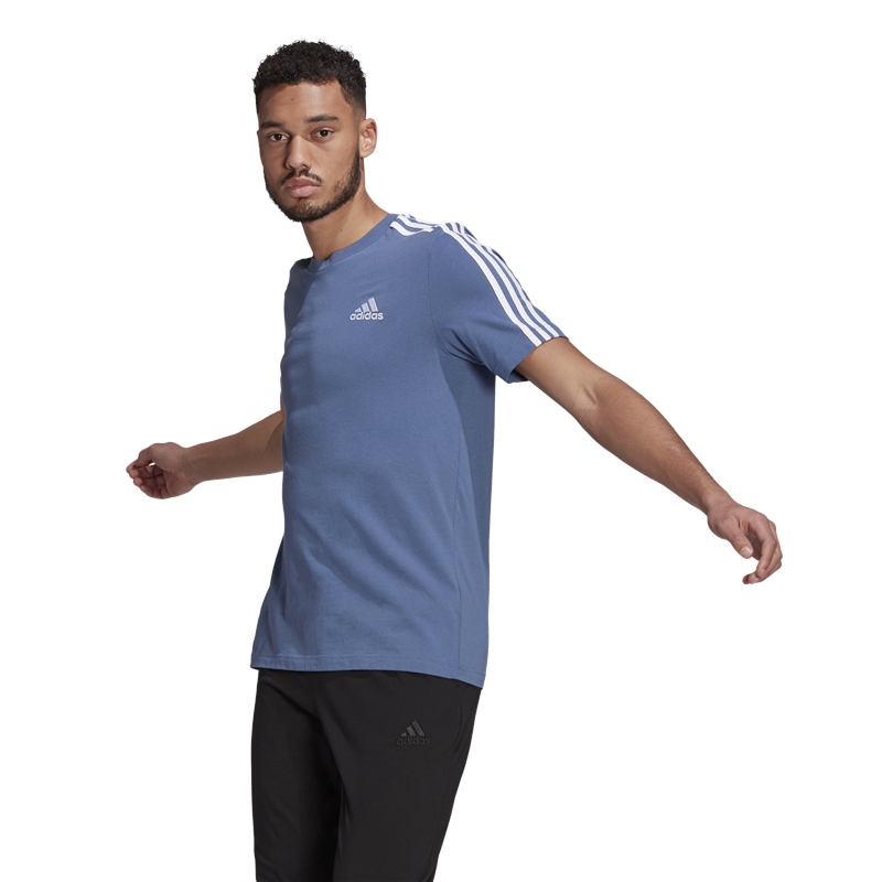 adidas Essentials 3 Stripes Tee - Mens - Crew Blue