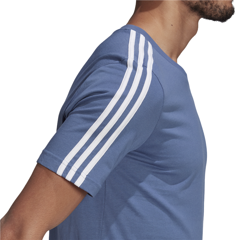 adidas Essentials 3 Stripes Tee - Mens - Crew Blue