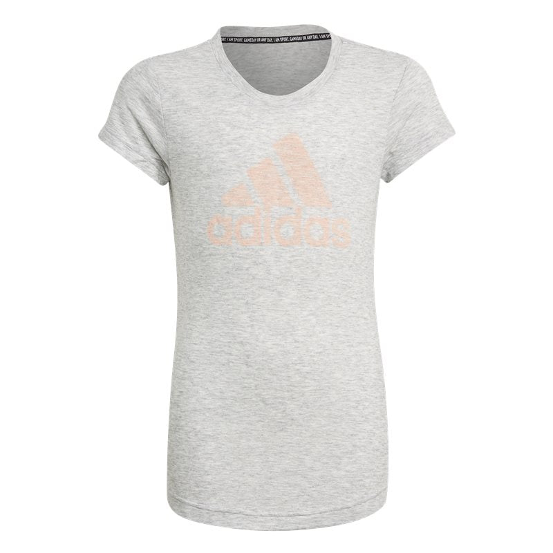 adidas Must Haves Tee - Girls - White Melange/Glow Pink