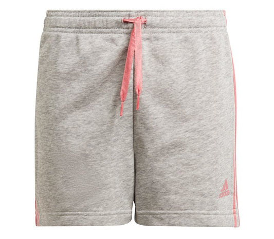 adidas Essentials 3 Stripes Shorts - Girls - Medium Grey Heather/Hazy Rose