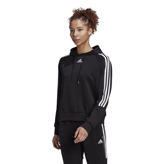 adidas Essentials 3 Stripes Cropped Hoodie - Womens - Black