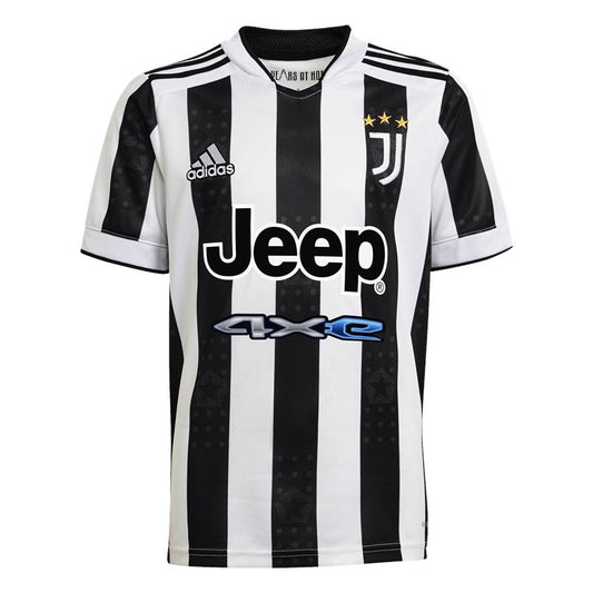 adidas Juventus FC Official 2021/22 Short Sleeve Home Jersey - Youth - White/Black