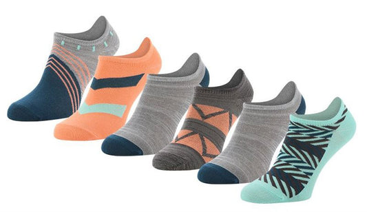 SofSole All Sport Lite No Show Multipack Socks - Womens - Peach/Grey/Mint