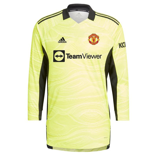 adidas Manchester United FC 2021/22 Official Home Goalkeeper Jersey - Adult - Solar Yellow/Acid Yellow