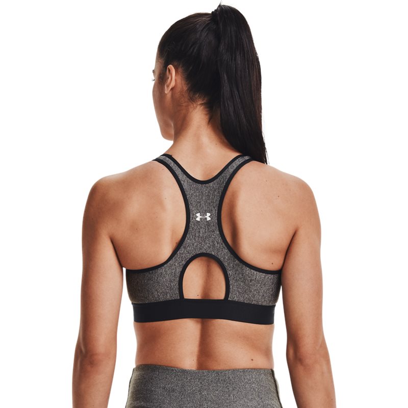 Under Armour Armour Mid Keyhole Heather Sports Bra - Womens - Charcoal Full Heather/Black
