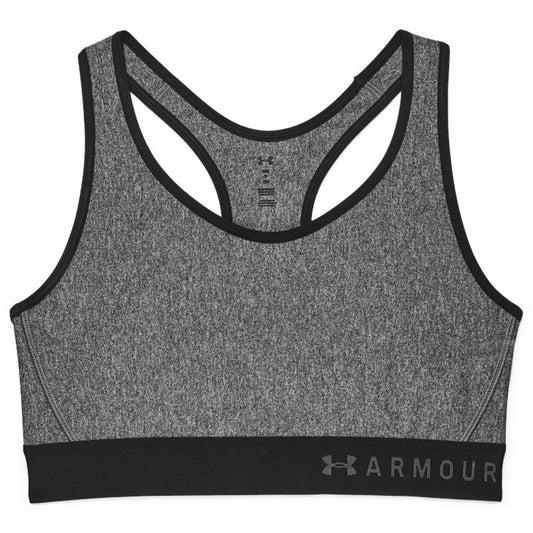 Under Armour Armour Mid Keyhole Heather Sports Bra - Womens - Charcoal Full Heather/Black