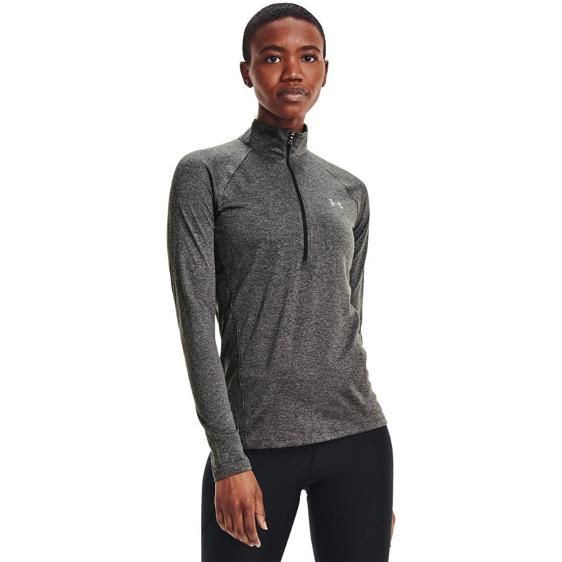 Under Armour Solid Tech 1/2 Zip Training Top - Womens - Carbon Heather/Metallic Silver