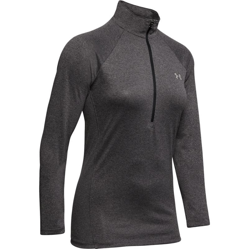Under Armour Solid Tech 1/2 Zip Training Top - Womens - Carbon Heather/Metallic Silver