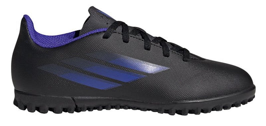 adidas X Speedflow.4 Turf Football Boots - Youth - Black/Sonic Ink/Solar Yellow