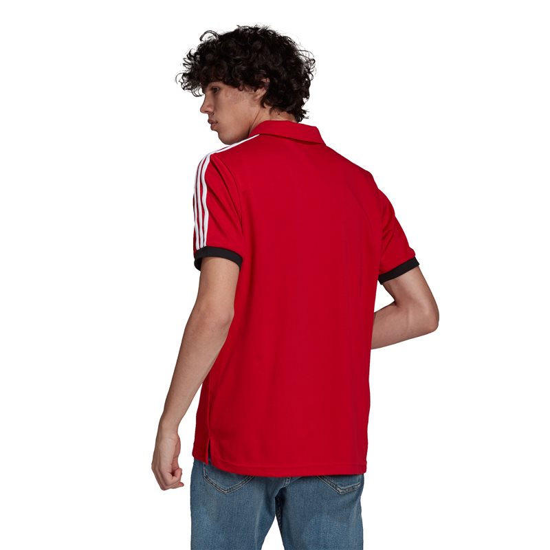 adidas Manchester United FC 2021/22 Official 3 Stripes Polo - Adult - Real Red