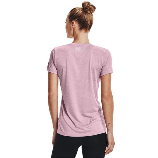 Under Armour Tech Twist V Neck Training Tee - Womens - Mauve Pink/Cool Pink/Metallic Silver
