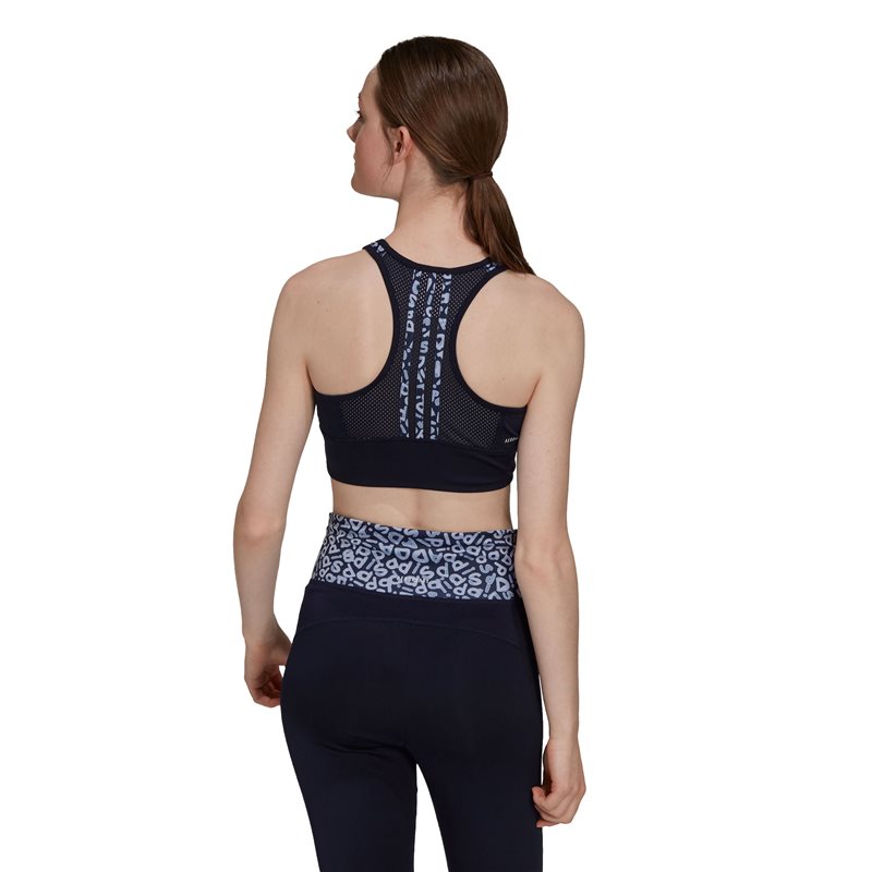 adidas Farm Print 3 Stripe Sports Crop Top - Womens - Legend Ink