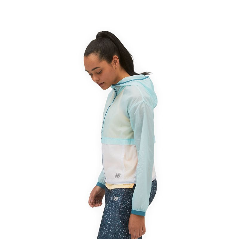 New Balance Printed Impact Run Light Pack Jacket - Womens - Pale Blue Chill