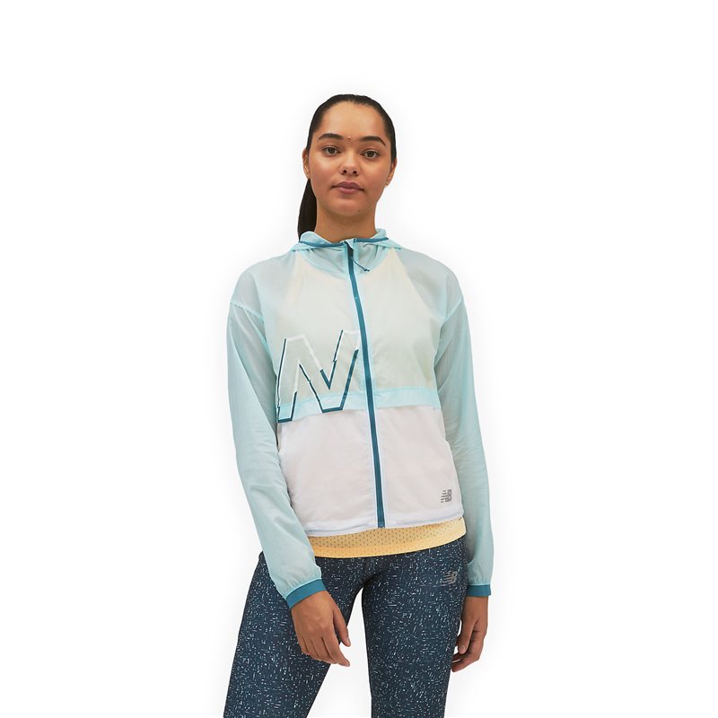 New Balance Printed Impact Run Light Pack Jacket - Womens - Pale Blue Chill