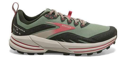 Brooks Cascadia 16 Running Shoes - Womens - Basil/Duffel Bag/Coral