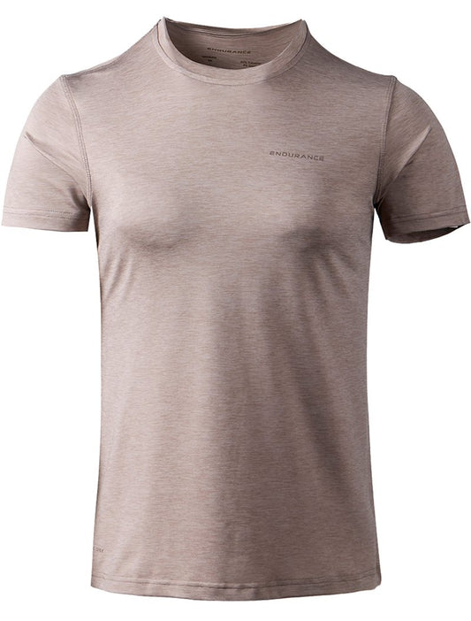 Endurance Maje Melange Short Sleeve Running Tee - Womens - Warm Taupe