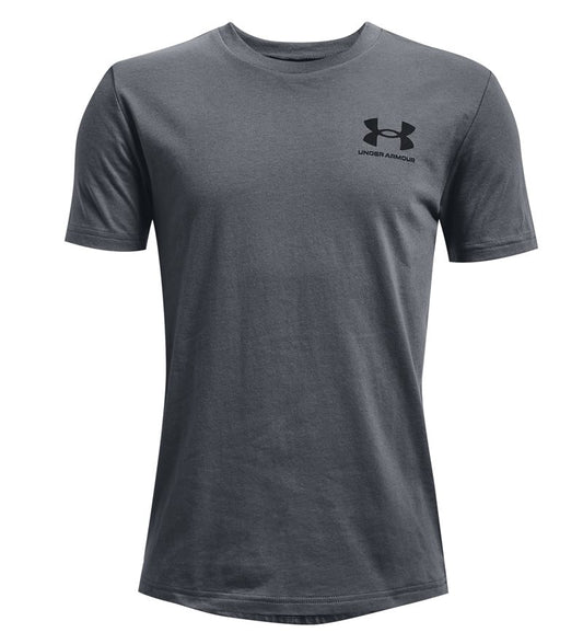 Under Armour Sportstyle Left Chest Short Sleeve Tee - Boys - Pitch Grey/Black