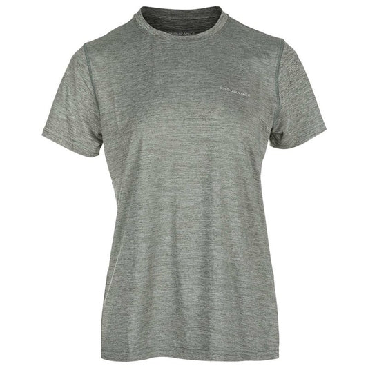 Endurance Maje Melange Short Sleeve Running Tee - Womens - Agave Green