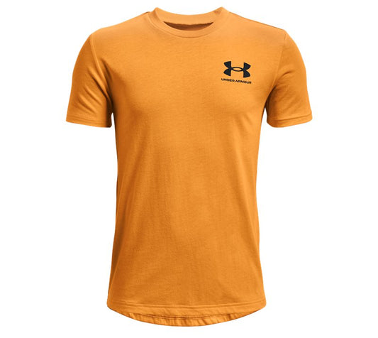 Under Armour Sportstyle Left Chest Short Sleeve Tee - Boys - Omega Orange/Black